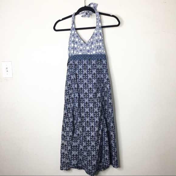 Athleta Pack Everywhere Geometric Halter Dress Blue - Picture 3 of 13
